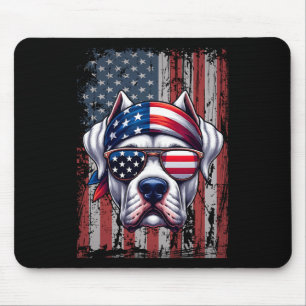 Patriotic Dogo Argentino Dog Lover Us Flag Indepen Mouse Pad
