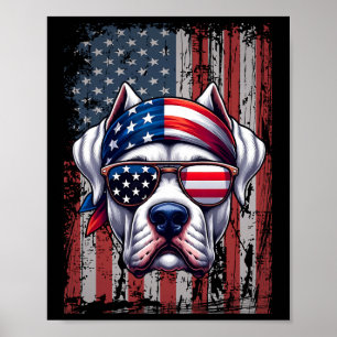 Patriotic Dogo Argentino Dog Lover Us Flag Indepen Poster