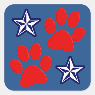 Patriotic Dogs in Service with Paws and Stars Square Sticker