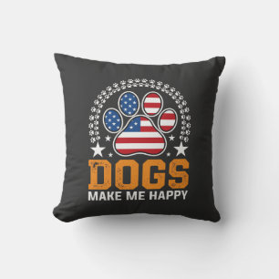 Patriotic Dogs Paw Print Vector Cushion