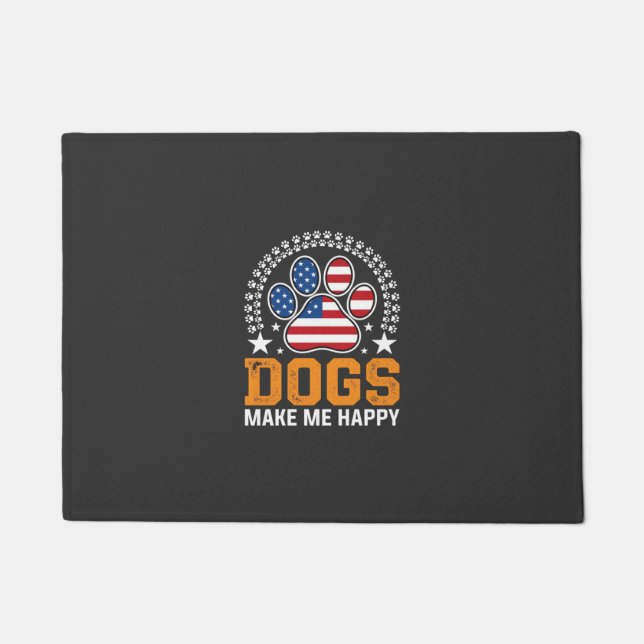 Patriotic Dogs Paw Print Vector Doormat (Front)