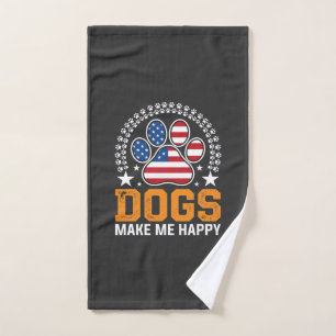 Patriotic Dogs Paw Print Vector Hand Towel