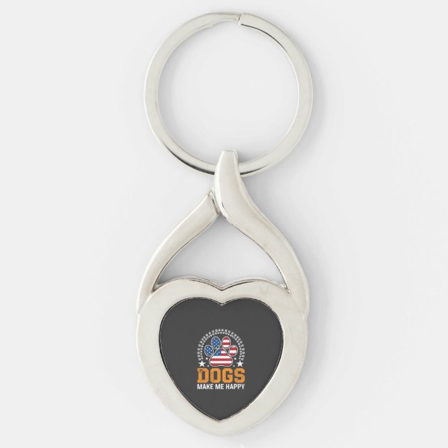 Patriotic Dogs Paw Print Vector Key Ring (Front)