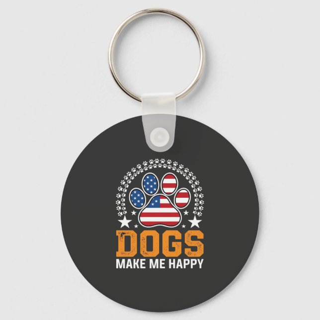 Patriotic Dogs Paw Print Vector Key Ring (Front)