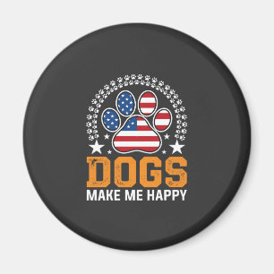 Patriotic Dogs Paw Print Vector Magnet