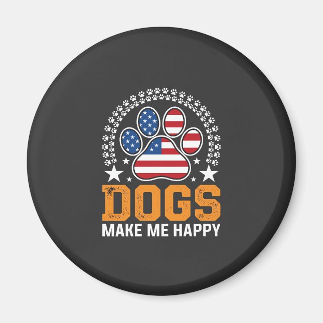 Patriotic Dogs Paw Print Vector Magnet (Front)