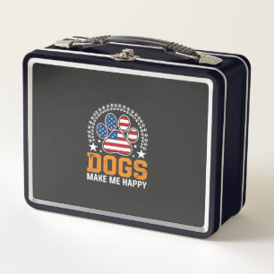 Patriotic Dogs Paw Print Vector Metal Lunch Box
