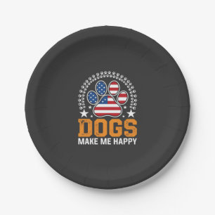 Patriotic Dogs Paw Print Vector Paper Plate