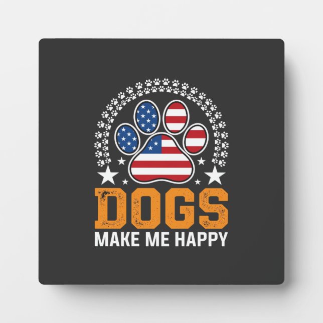 Patriotic Dogs Paw Print Vector Plaque (Front)