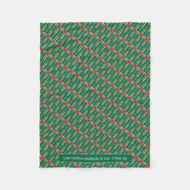 Patriotic DOMINICA FLAG Customisable Scriptur Fleece Blanket (Front)