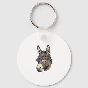 Patriotic Donkey Sunglasses Vintage Shirt Design_1 Key Ring