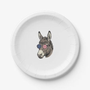 Patriotic Donkey Sunglasses Vintage Shirt Design_1 Paper Plate