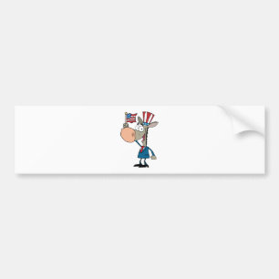 Patriotic Donkey Waving An American Flag Bumper Sticker