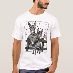Patriotic Donkeys Vintage 4th of July Shirt Design