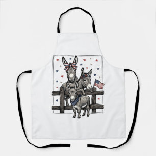 Patriotic Donkeys Vintage 4th of July Shirt Design Apron