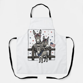 Patriotic Donkeys Vintage 4th of July Shirt Design Apron