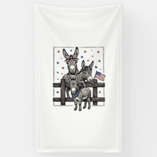 Patriotic Donkeys Vintage 4th of July Shirt Design Banner