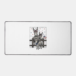 Patriotic Donkeys Vintage 4th of July Shirt Design Desk Mat