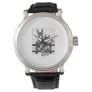 Patriotic Donkeys Vintage 4th of July Shirt Design Watch