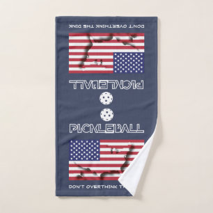 Patriotic DON'T OVERTHINK THE DINK Pickleball Hand Towel