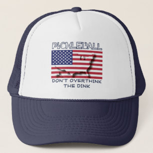 Patriotic DON'T OVERTHINK THE DINK Pickleball Trucker Hat