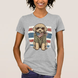 Patriotic Doodle Dog Vintage Engraving Shirt Desig