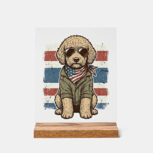 Patriotic Doodle Dog Vintage Engraving Shirt Desig Acrylic Sign