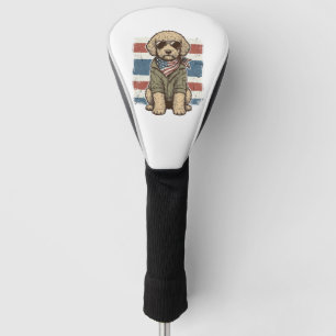Patriotic Doodle Dog Vintage Engraving Shirt Desig Golf Head Cover