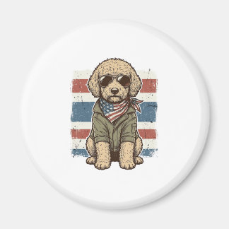 Patriotic Doodle Dog Vintage Engraving Shirt Desig Magnet