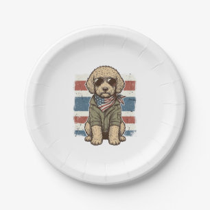 Patriotic Doodle Dog Vintage Engraving Shirt Desig Paper Plate