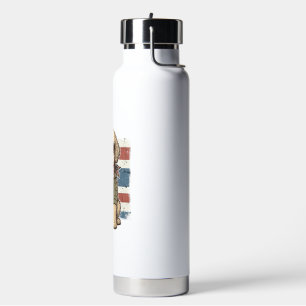Patriotic Doodle Dog Vintage Engraving Shirt Desig Water Bottle