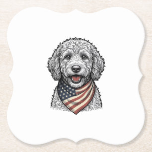 Patriotic Doodle Dog Vintage Engraving Vector Desi Paper Coaster