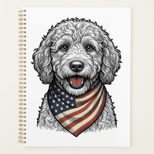 Patriotic Doodle Dog Vintage Engraving Vector Desi Planner