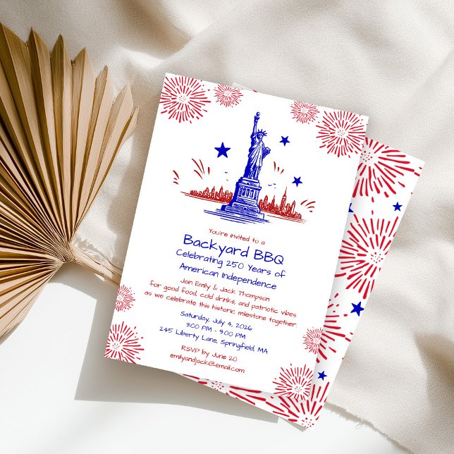 Patriotic Doodle Independence Day BBQ Invitation (Creator Uploaded)