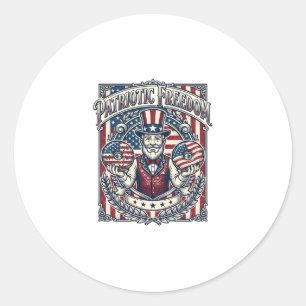 Patriotic Doughnut Lover Vector Graphic Tee_1 Classic Round Sticker