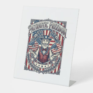 Patriotic Doughnut Lover Vector Graphic Tee_1 Pedestal Sign