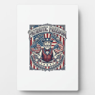 Patriotic Doughnut Lover Vector Graphic Tee_1 Plaque