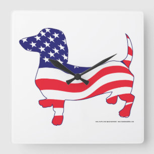 Patriotic Doxie - Patriotic Dachshund Square Wall Clock