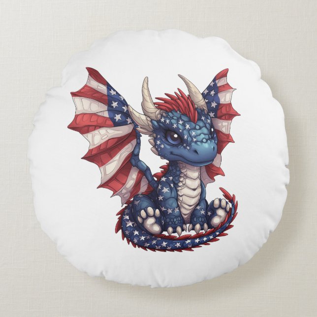 Patriotic Dragon Round Cushion (Front)