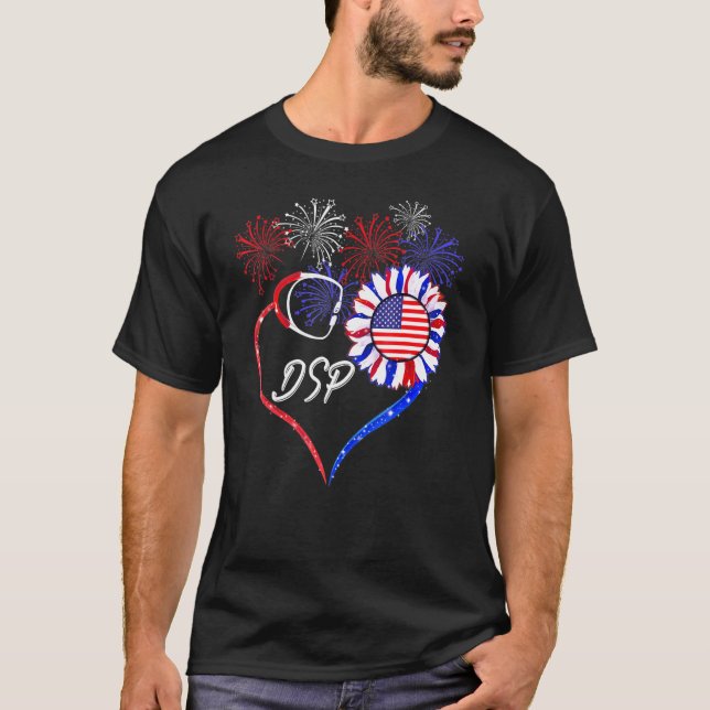 Patriotic Dsp Sunflower 4th Of July American Flag  T-Shirt (Front)