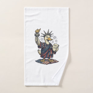 Patriotic Duck 4th of July Vintage T-Shirt Design_ Hand Towel