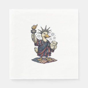 Patriotic Duck 4th of July Vintage T-Shirt Design_ Napkin