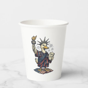 Patriotic Duck 4th of July Vintage T-Shirt Design_ Paper Cups