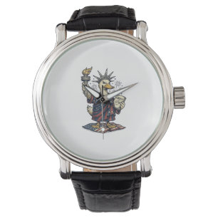 Patriotic Duck 4th of July Vintage T-Shirt Design_ Watch
