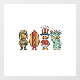 Patriotic Duck and Hot Dog Vintage Vector Shirt_1