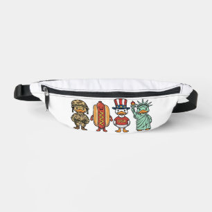 Patriotic Duck and Hot Dog Vintage Vector Shirt_1 Bum Bags