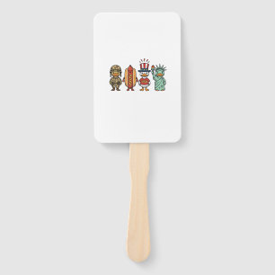 Patriotic Duck and Hot Dog Vintage Vector Shirt_1 Hand Fan