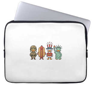 Patriotic Duck and Hot Dog Vintage Vector Shirt_1 Laptop Sleeve