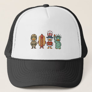 Patriotic Duck and Hot Dog Vintage Vector Shirt_1 Trucker Hat