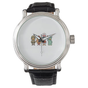 Patriotic Duck and Hot Dog Vintage Vector Shirt_1 Watch